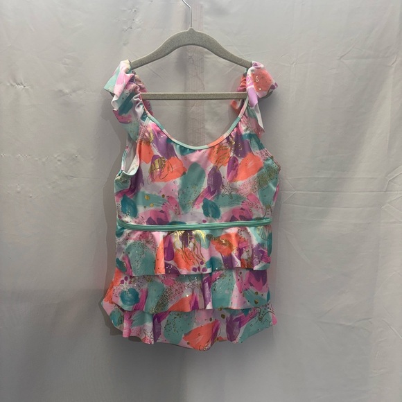 Justice Other - Justice Pink and Green Ruffled Blouse